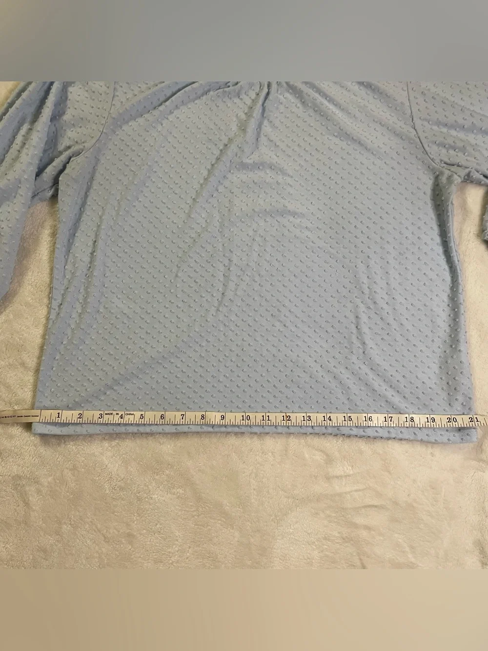 J. Crew Baby Blue Bubble Textured 3/4 Sleeve Blouse size L